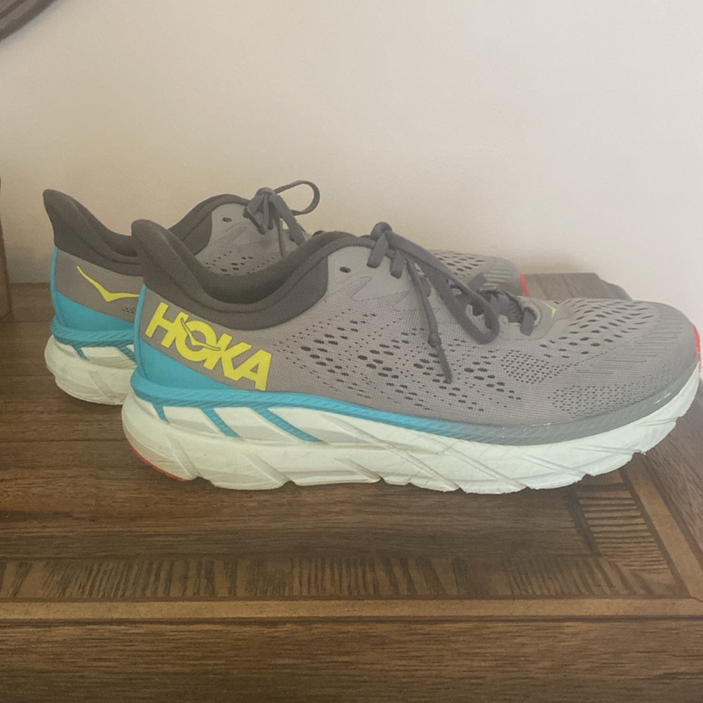 Hoka One One Mens Clifton 7 Gray Running Shoes EUC Size 9.5 - Picture 7 of 10